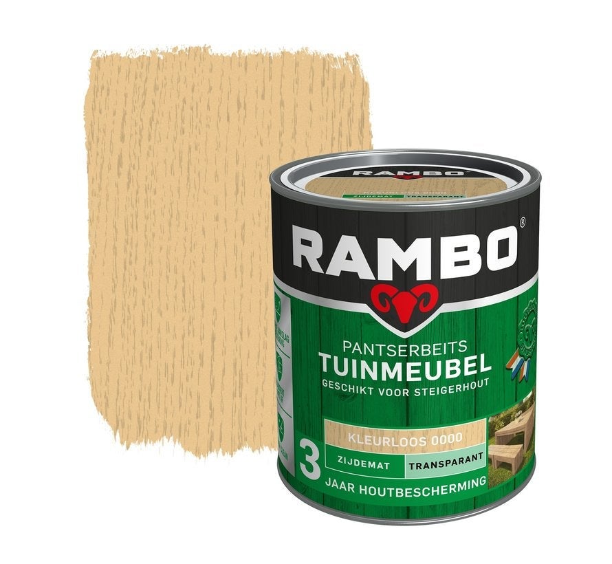 Rambo tuinmeubel pantserbeits zijdemat transparant kleurloos 0000 750 ml