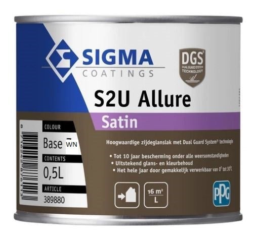 Houtlak -  S2U allure satin 500 ml - basis WN