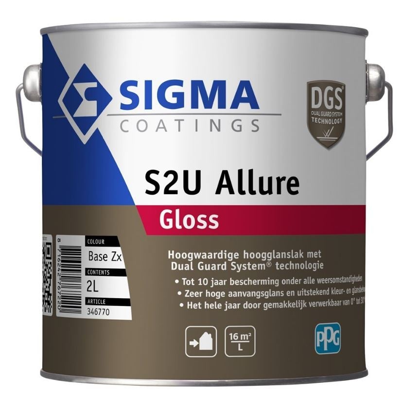 houtlak - S2U allure gloss 2,5 liter basis ZX