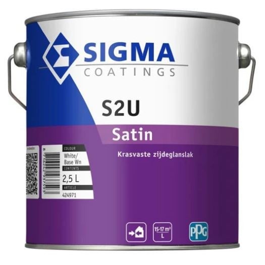 Houtlak - S2U satin 2,5 liter - basis WN