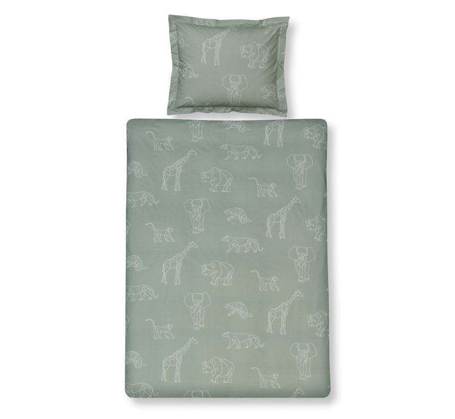 Dekbedovertrek - Safari kids 120x150 cm - Vintage green