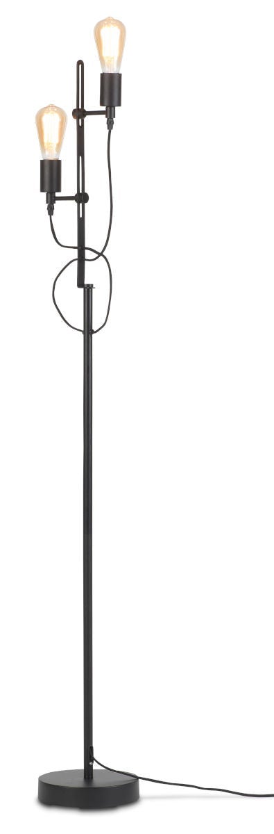 Vloerlamp ijzer Seattle h.152xb.23cm verstelbaar, zwart