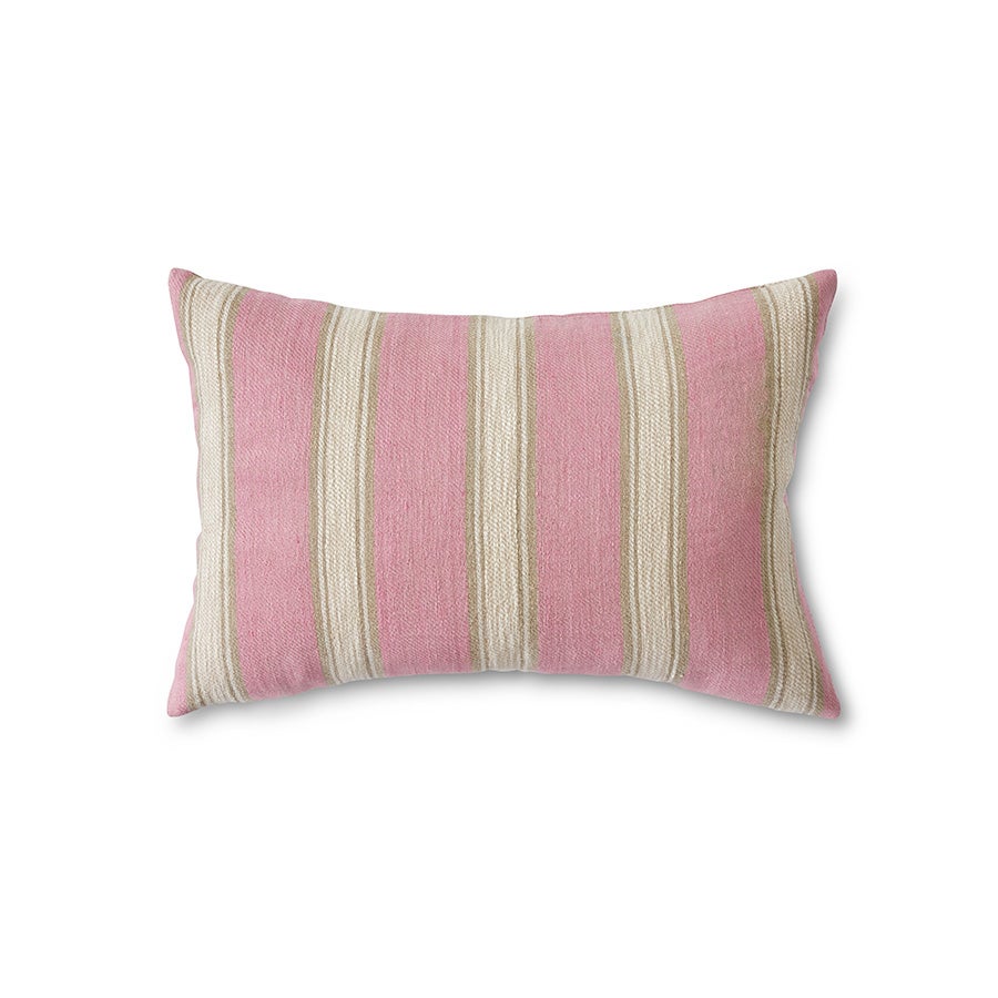 Woven striped cushion - blush - 60x40cm