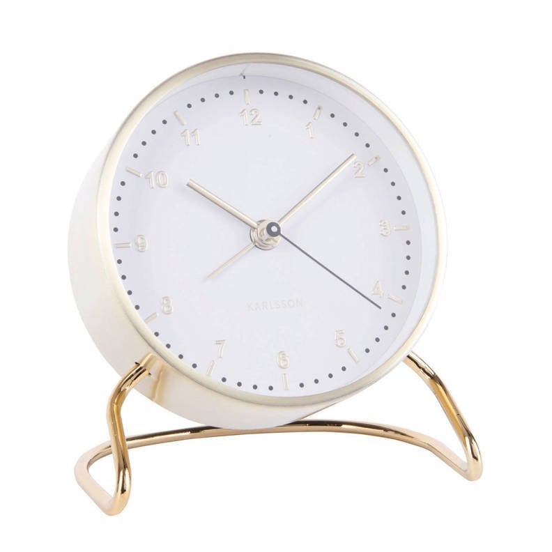 Wekker - Karlsson stylish numbers - wit met goud