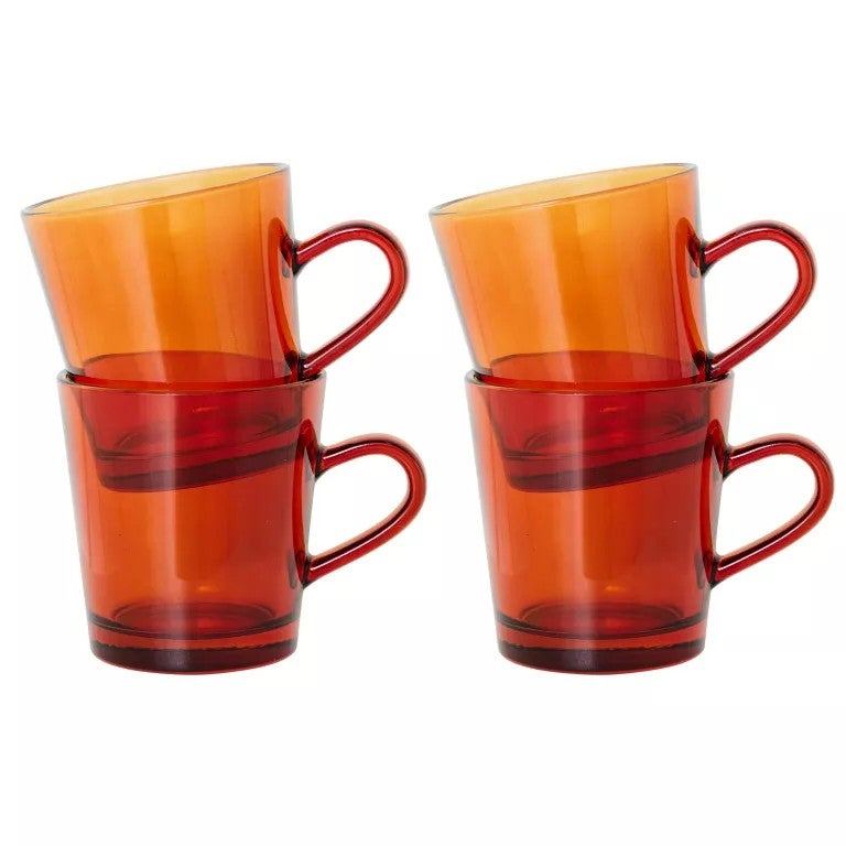 Koffiemok set - 70's Glassware - Amber Brown