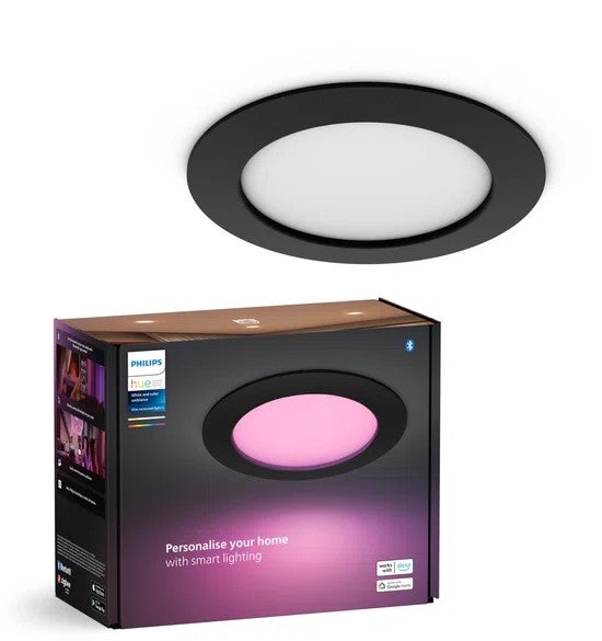 Inbouwspot - rond 170mm wit en gekleurd licht - Zwart